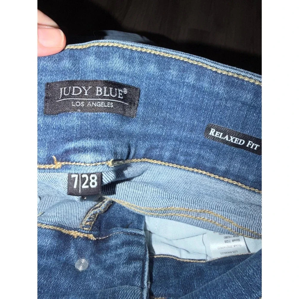 Judy Blue Relaxed Fit‎ Distressed High Rise Jeans Medium Wash 7/28 J2